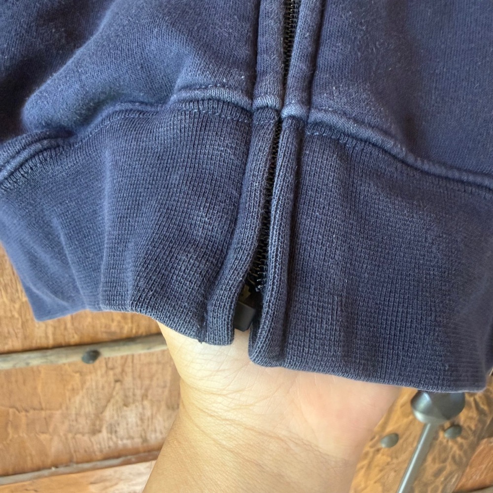 Gap Zip Up Hoodie Kids L 10 Navy Blue Cotton Blend Logo Fleece Sweatshirt - Picture 3 of 8